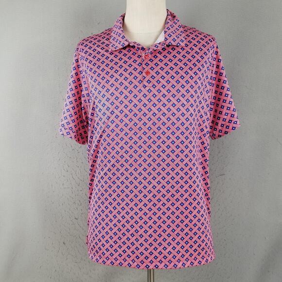 Caddy Cart Golf Polo Shirt Mens Extra Large XL Red Blue Patriotic USA Flag - Picture 1 of 13